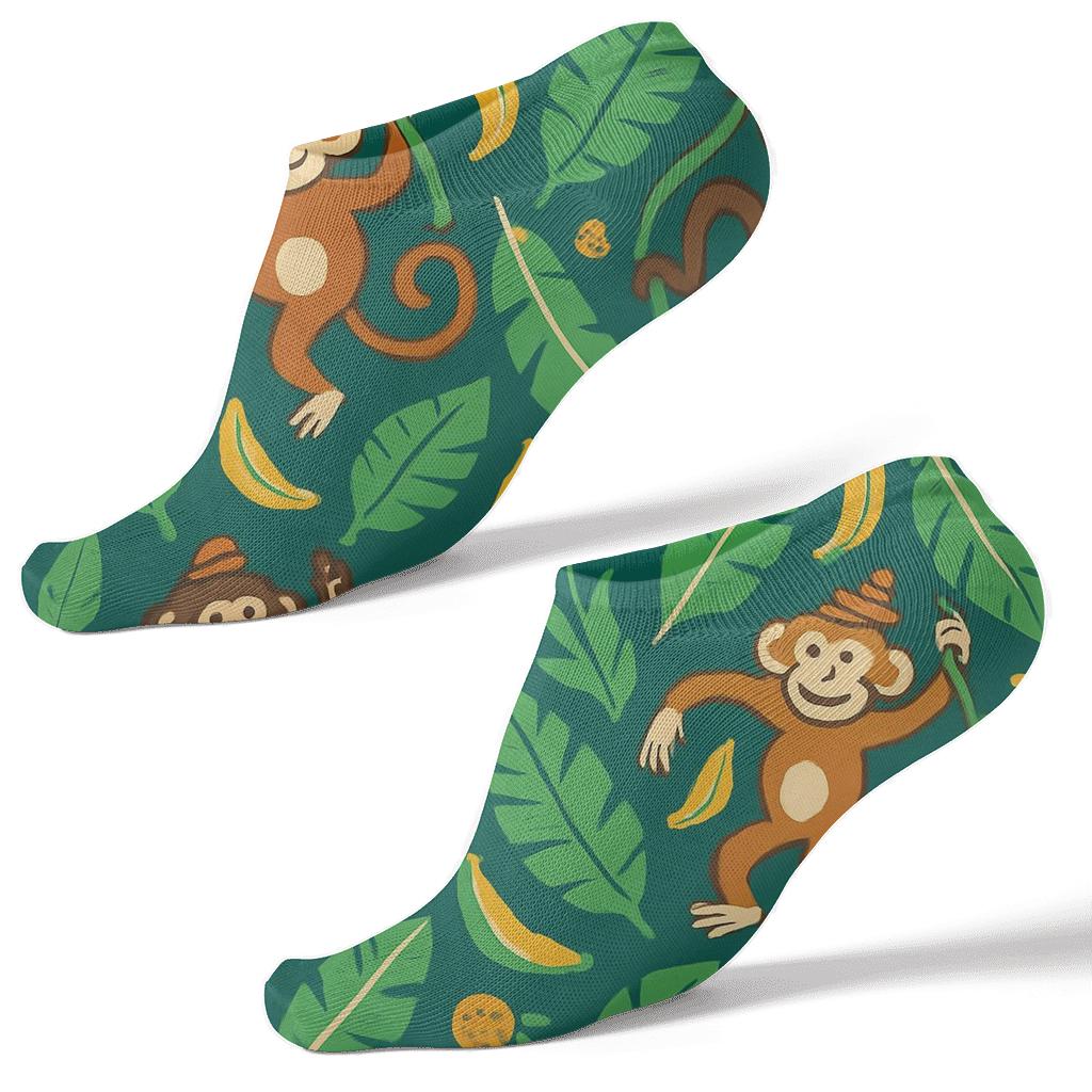 Humktnn | Monkey Jungle Party Ankle Socks for Men & Women – Fun Pattern Casual Socks