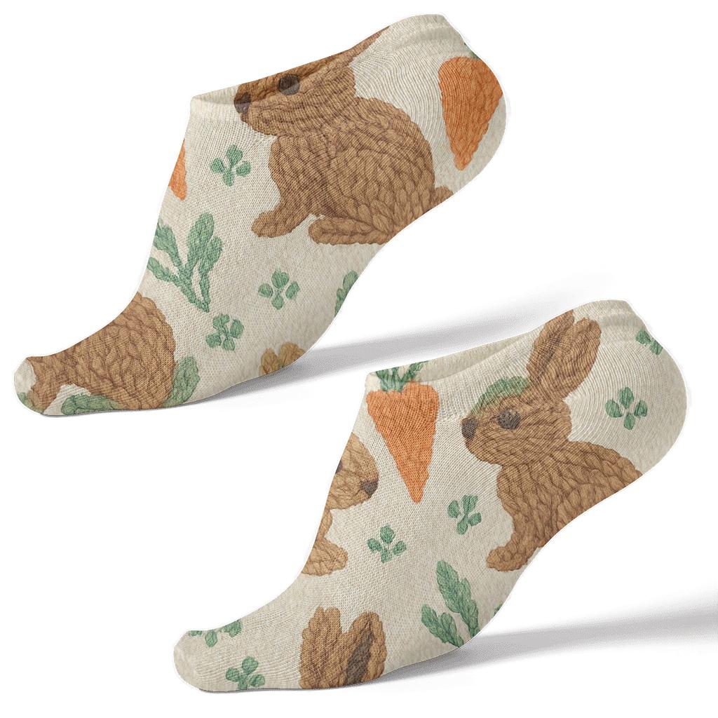 Humktnn | Knitted Rabbit Meadow Ankle Socks – Cute Illusion Pattern Casual Socks