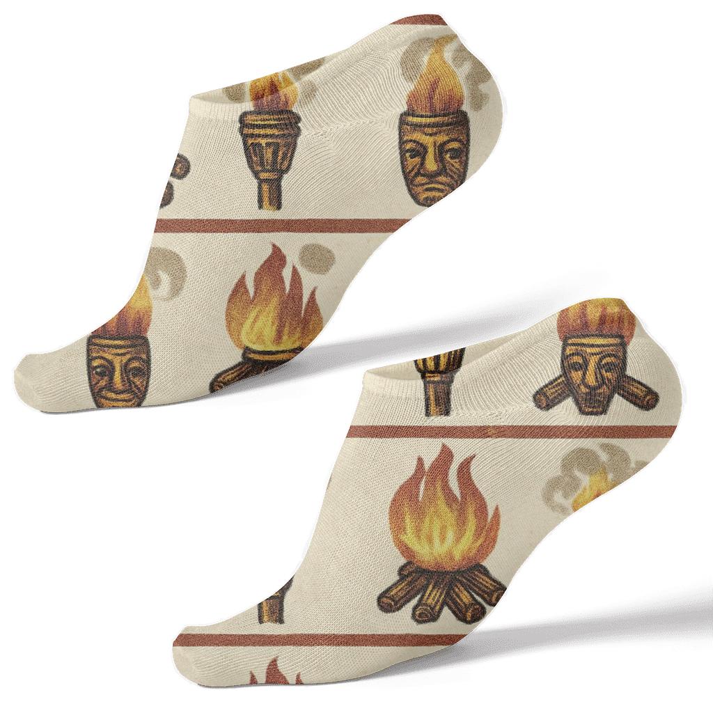Humktnn | Vintage Matchbox Campfire Ankle Socks – Striped Casual Socks