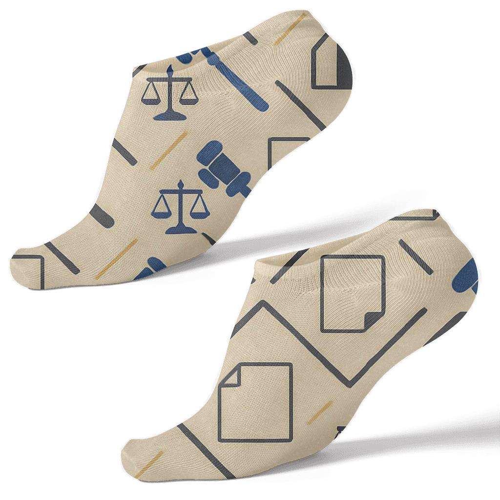Humktnn | Lawyer Gavel Courtroom Ankle Socks – Beige Lattice Pattern Socks