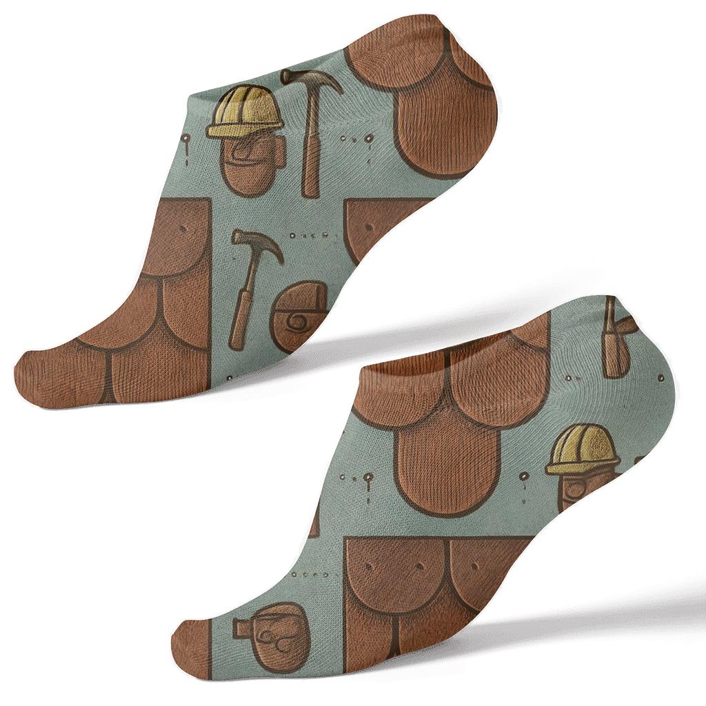 Humktnn | Roofer Shingle Pattern Ankle Socks – Lattice Parade Casual Socks