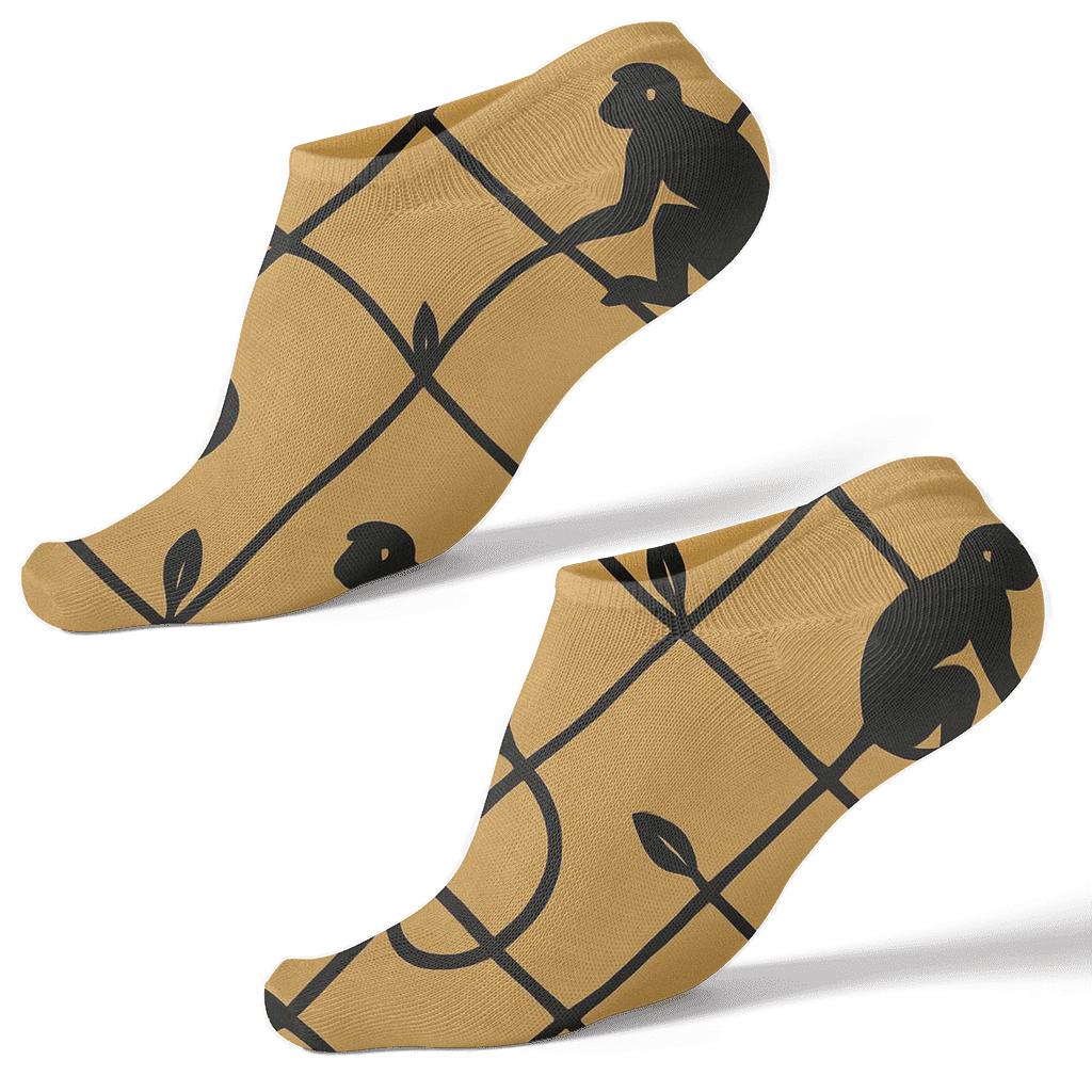 Humktnn | Monkey Vine Lattice Ankle Socks – Fun Silhouette Pattern Socks
