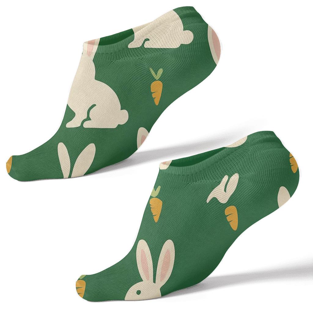 Humktnn | Rabbit Silhouette Grid Ankle Socks – Minimalist Animal Pattern Socks