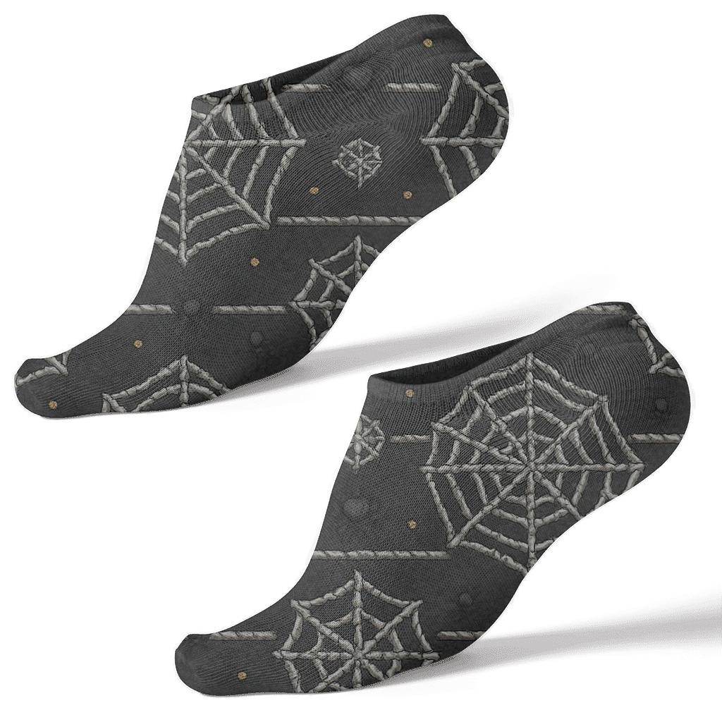 Humktnn | Spider Web Knit Illusion Ankle Socks – Band Pattern Casual Socks
