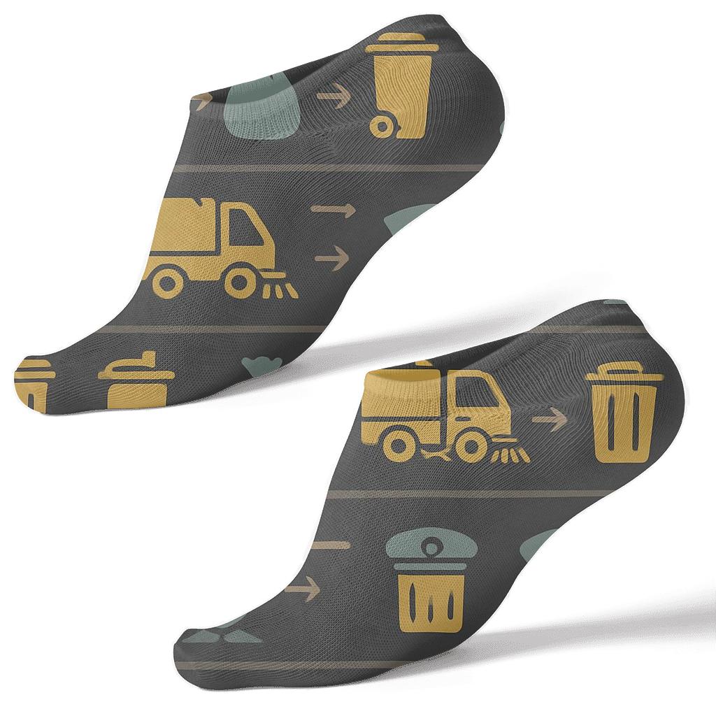 Humktnn | Garbage Collector Retro City Ankle Socks – Cleanup Band Pattern Socks