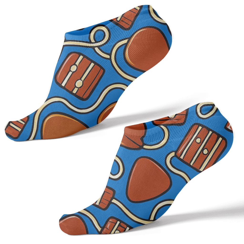 Humktnn | Guitar Pick Sunburst Lattice Ankle Socks – Music Pattern Socks