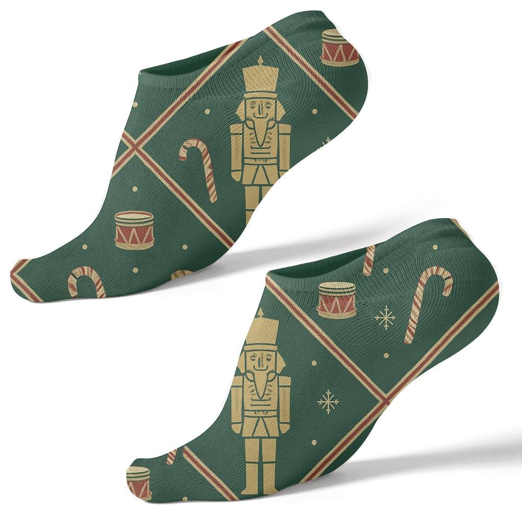 Humktnn | Holiday Nutcracker Ankle Socks – Pine Green Lattice Pattern Socks