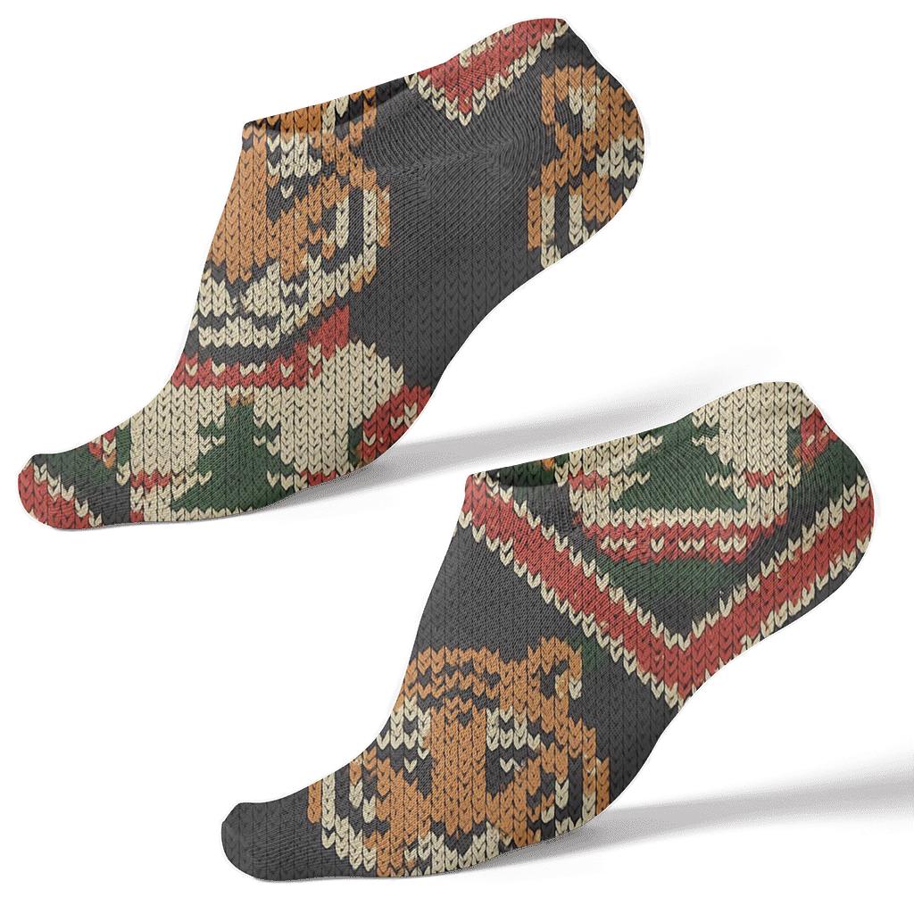 Humktnn | Christmas Tiger Knit Ankle Socks – Charcoal Chevron Sweater Socks