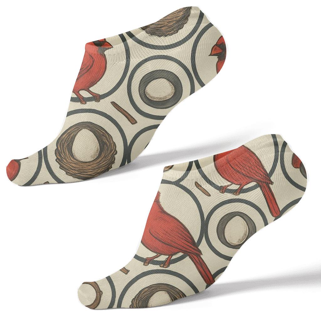 Humktnn | Cardinal Crest Ankle Socks – Ivory Medallion Tile Socks