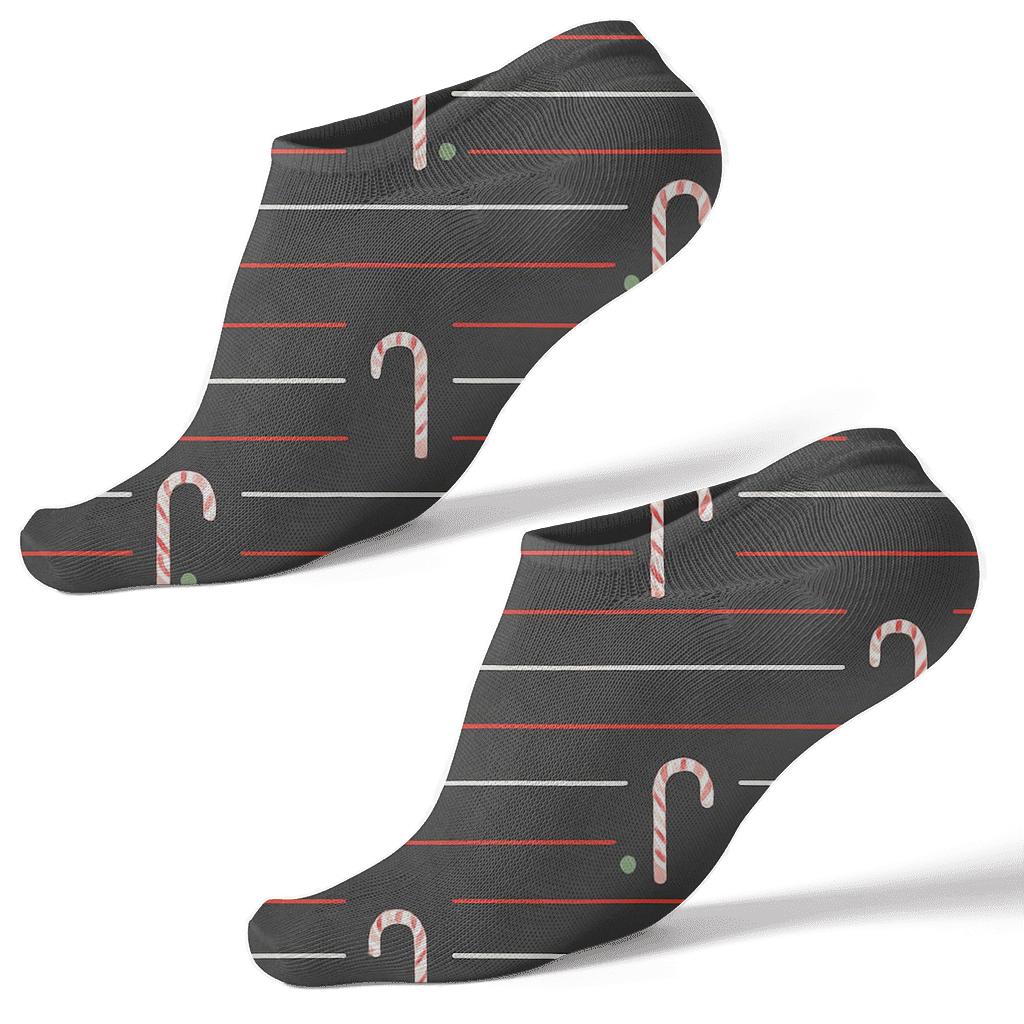 Humktnn | Minimal Candy Cane Ankle Socks – Charcoal Stripe Break Design
