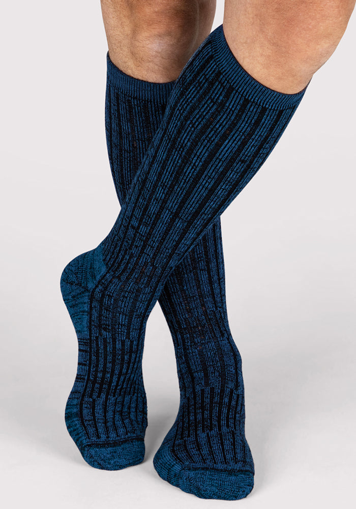 Humktnn | Men’s Mid-Calf Merino Wool Socks for Cold Weather Comfort – Steel Blue