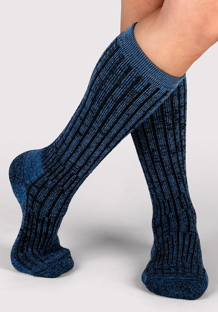 Humktnn | Women’s Mid-Calf Merino Wool Socks with Full Cushion, Steel Blue