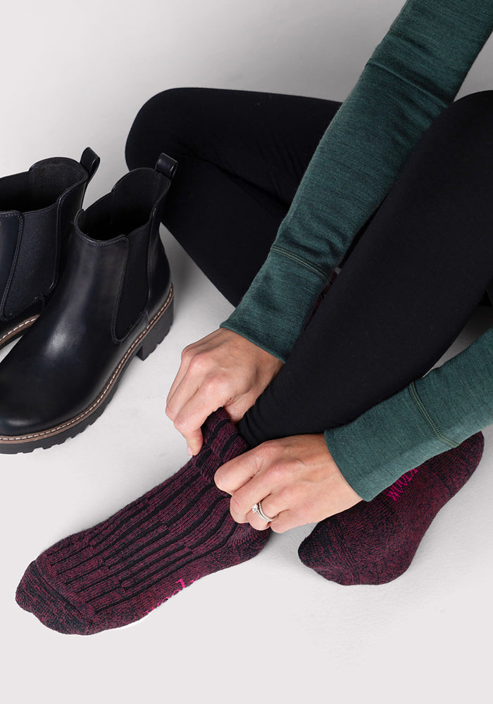 Humktnn| Women’s Merino Wool Crew Socks for Warm Indoor Comfort