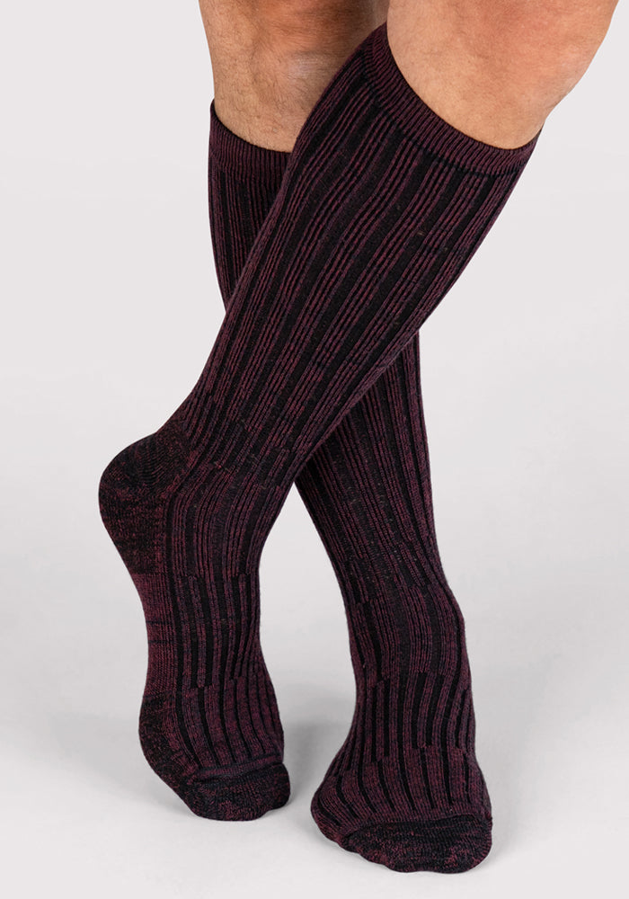 Humktnn | Men’s Mid-Calf Merino Wool Socks with Silk Blend, Cushioned Warm Socks for Cold Weather