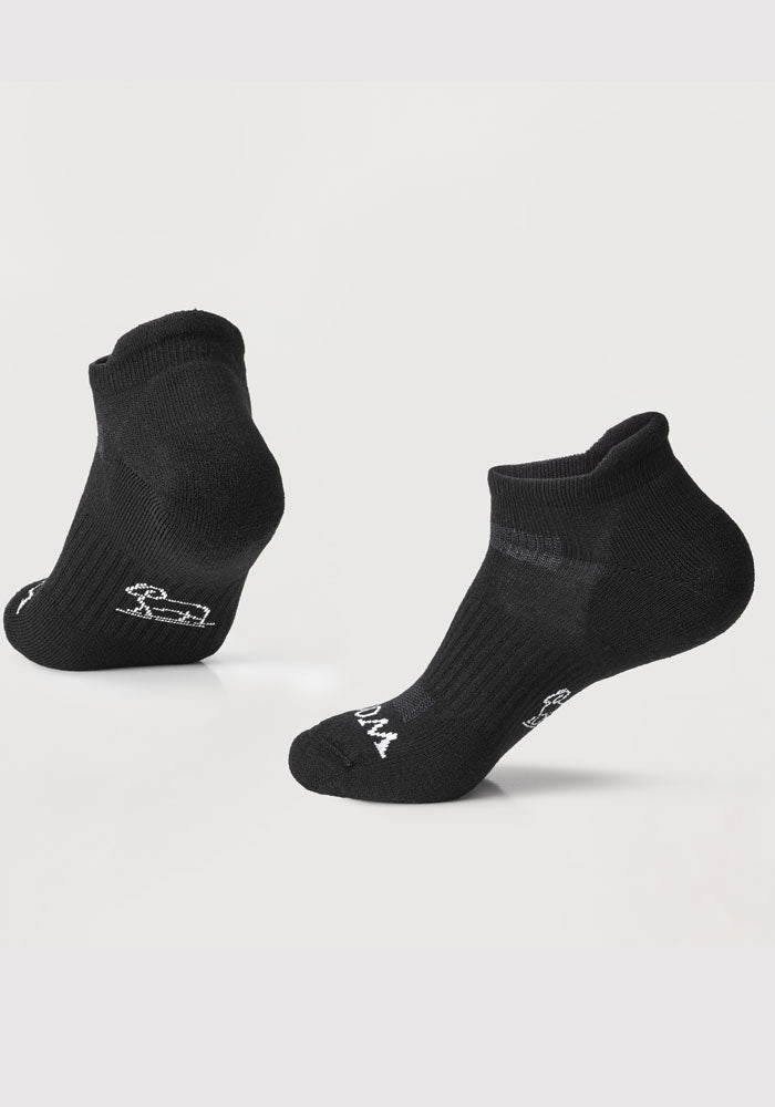 Humktnn | Men’s Black Merino Wool No Show Socks with Cushion Support for Everyday Comfort