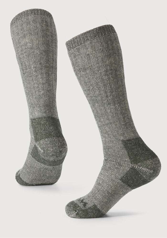 Humktnn | Men’s Heavyweight Merino Wool Over-The-Calf Socks for Extreme Cold, Forest Green