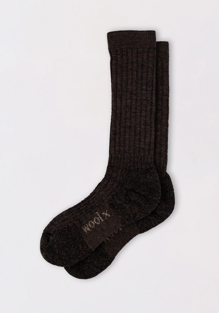 Humktnn | Men’s Midweight Merino Wool Mid Calf Socks with Silk Blend – Dark Espresso